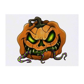 Azeeda 'Gruseliger Kürbis' Temporäres Tattoo - Hautfreundlicher & Ungiftiger Abziehbild · Wasserfest (TO00032708)