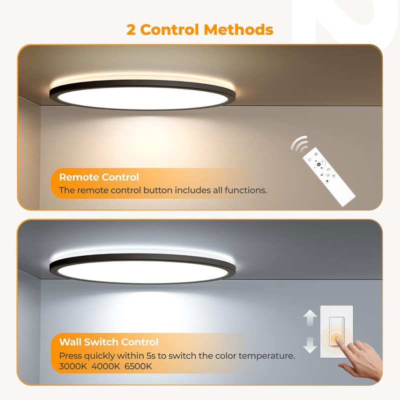 BLNAN LED Flush Mount Ceiling Light Fixture with Remote Control,