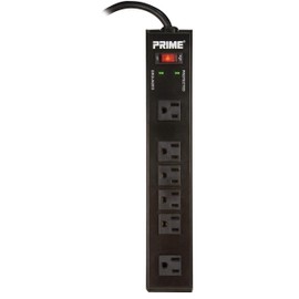 Prime Wire PB802135 6-Outlet Metal Power Workshop Surge Protector with 14-3 SJT 15-Feet Cord,Black
