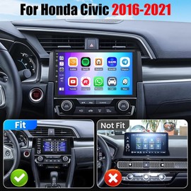 4G+64G Car Stereo for Honda Civic 2016 2017 2018 2019 2020 with Wireless CarPlay Android Auto, 9" Touchscreen Android 14 Car Radio w/Bluetooth WiFi GPS Navigation BT HiFi Backup Camera Mirror Link