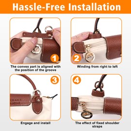 GADITIEK Strap for Longchamp Mini Bag Strap, Brown Adjustable Bag Straps for Crossbody Handbags, Leather NO Punch Replacement Shoulder Strap for Long Champ Bag Women, Mini Bag Accessories