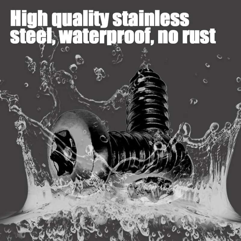 WINUERK 4Sets Black Anti Theft License Plate Screws Kits, Rustproof