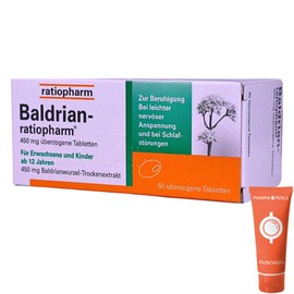 Baldrian 1x 60 Tabletten I bei leichter nervöser Anspannung, Unruhe, Navervosität I Beruhigung I Schlafstörung I Pflanzlicher Baldrianextrakt I Spar-Set plus Pharma Perle give away