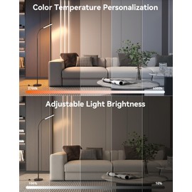 Tigial LED Floor Lamp with Remote Control Foot Switch for Living Room, Stepless Adjustable Colour Temperature Brightness Standing Lamp with Timer, Eye Caring Tall Lamp Reading for Bedroom,office, Gift