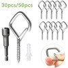 Gucass Pack of 50 Screw Hooks, Stainless Steel, Silver Hooks
