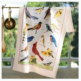 Cavallini & Co., Bird Watching Vintage Kitchen / Tea Towel, 100% Cotton, New