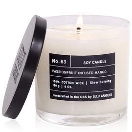 Lulu Candles | Passionfruit Infused Mango | Luxury Scented Soy Jar Candle | Hand Poured in The USA | Highly Scented & Long Lasting- 6 Oz.