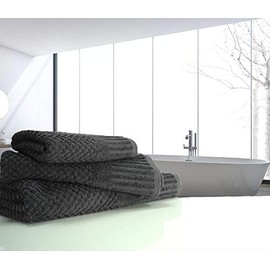 Luxury linenHall Spa, Quick Dry 450gsm, Waffle Bath Towel In Charcoal