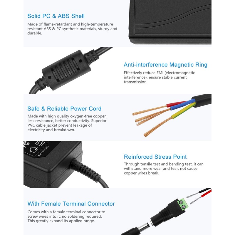 ALITOVE 24V Power Supply 3A 24 Volt DC 72W Power