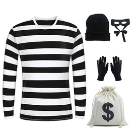 Disfraz de ladrón de bancos para hombres y adultos, accesorios para disfraz de ladrón de bancos, Men's, Small