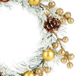 com-four® Christmas door wreath - Advent wreath with pine needles and Christmas tree balls - decorative wreath Ø approx. 25 cm - Christmas decoration - table wreath (green/white/gold colored)