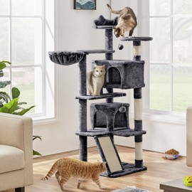 Topeakmart Topeakmart 57 inches Multi-Level Cat Tree Cat Condo with Scratching Posts Kittens Activity Tower Pet Play House Furniture