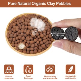 Riare 4 LBS Organic Expanded Clay Pebbles for Plants- 4mm-16mm Natural Leca Balls Lightweight Hydroponic Clay Pebbles Aggregate for Indoor Plants, Hydroponic Growing, Plants Drainage, Aquaponics