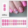 24 Pcs Pink Easter Press on Nails Short Square Fake