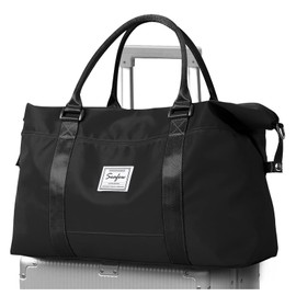 Ryanair & Easyjet Women's Travel Bag, Hand Luggage Bag, Weekender Bag, Swimming Bag, Waterproof Travel Duffle Bag, Fitness Bag, Training Bag for Travel, Gym, A1 black, A1-Black