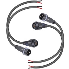 YETOR Waterproof Connectors 2 Wire,12AWG Male Female Plug LED Connector with 2Pin Waterproof Connectors,IP68 25CM Extension Cable for Car, Truck, Boat,LED Strip Lights,(2Pairs)