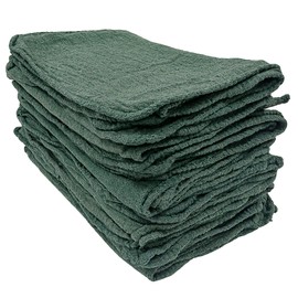 Detailer's Preference Automotive Shop Towels, Cotton, 11"x12", Green, 50 Pack