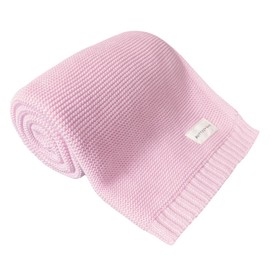 Baby 100% Cotton Knit Receiving Swaddle Blanket for Boys and Girls,Soft Cotton Warm Cozy Blanket for Infant,Toddler,Newborn,Nursery,Girl,Throw,Crib,Stroller,Gift (32 X 40 inch, Rose Pink)