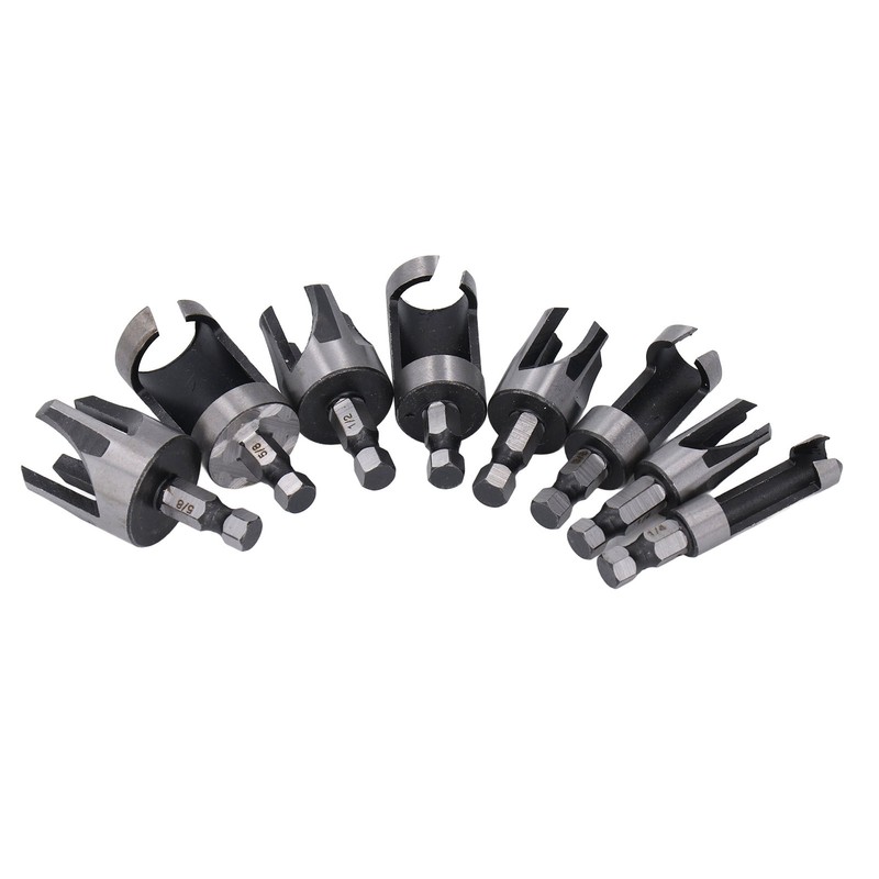 8PCS Set Wood Plug Cutter Drill Bit Hex Shank 4PCS