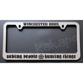 Unbranded Winchester Bros Saving People Hunting Things Supernatural  Chrome Plate Frame