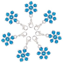 SUNNYCLUE 30 pcs in 1 Box Christmas Charms Lobster Stitch Marker Charm Winter Snow Charm Snow Flower Knitting Piercing Snowflake Earrings Thunderbird Necklace Christmas Present Bracelet Snow Key Chain