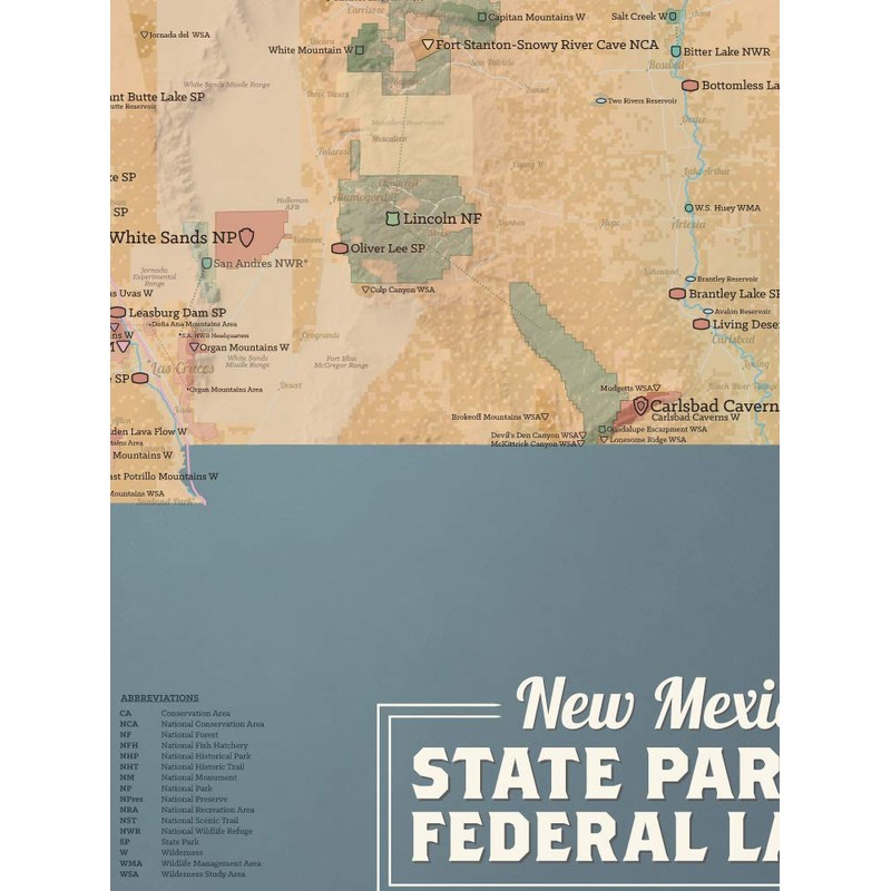 New Mexico State Parks & Federal Lands Map 18x24 Poster