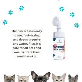 AOPETSCI Waterless Paw Wash Foam - Natural No-Rinse Cat and Dog Paw Cleaner; No Water Cat and Dog Paw Washer with Large Silicone Scrub Brush; Pet Paw Cleaner for Dogs Large, Medium and Small