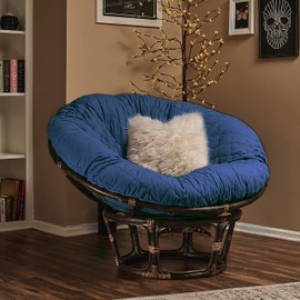 Hudson Comfort Papasan Cushion Cover - Quilted Shape, Soft Microfiber Fabric, Zippered Papasan Cushion Cover Only (Navy, 50 Inch x 50 Inch)