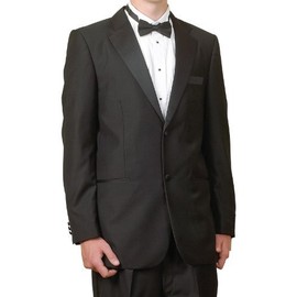 New Mens 2 Button Black Tuxedo Suit, size 44 Short - Includes Jacket and Pants