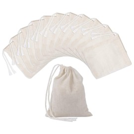 YUPVM 100 Pieces Drawstring Cotton Bags Muslin Bags,Tea Brew Bags (4 x 3 Inches)