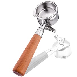 51mm Triple Ear Portafilter for DeLonghi EC680/EC685/EC885 - Stainless Steel Dual Spout Handle with Precision Basket,Siam Rosewood Grip