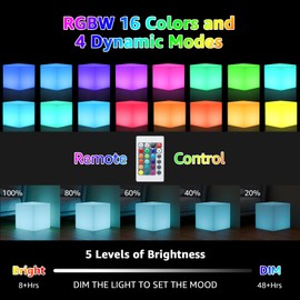 FUYO 12 inch LED Light Cube with Remote Waterproof Light Up Cube Chair, 16 RGB Colors LED Table for Kids Night Light, Glow Cube for Indoor Outdoor Home Patio Party (White-12 inch)
