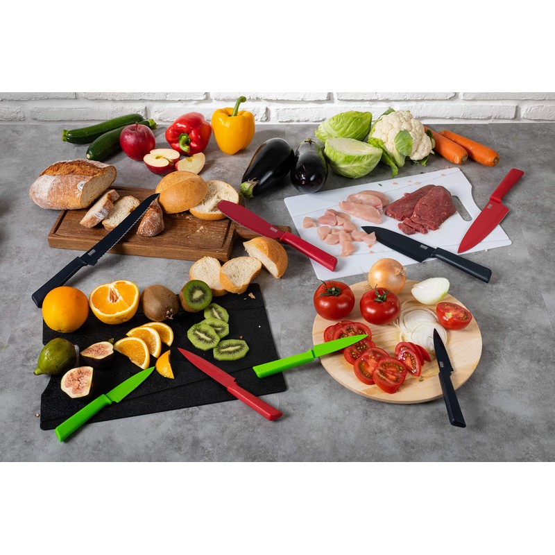 KUHN RIKON Colori+ Serrated Blade with Blade Guard Non-Stick Stainless