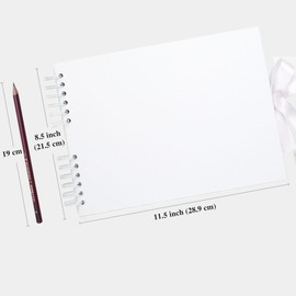 Scrapbook Photo Album 29x21.5cm DIY Memory Book Scrap Books 40 White Pages Ablums Kit with Stickers for Wedding, Travel, Birthday, White