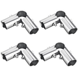Structural Pipe Connector, Silver Right Angle 4-Way Chain Link Fence Clamp Stainless Steel Corner Joint Pipe Fittings for 25mm Round Tube, Pack of 4