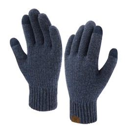 Bequemer Laden Women's Winter Warm Touchscreen Gloves Thermal Winter Gloves Knitted Gloves with Elastic Cuff, navy