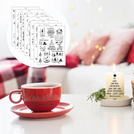 Rub On Stickers Christmas | Positive Word Window Stickers | Christmas Decorative Stickers with Motivational Quote, Christmas Ball Bottle Decals for Holiday Proverbs, Scrapbooks