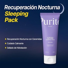 PURITO Sleeping Pack Crema Hidratante Nocturna con Ceramidas y Cica - Mascarilla Facial Barrier Cream Piel Sensible - Skin Barrier Repair Escualano Ác