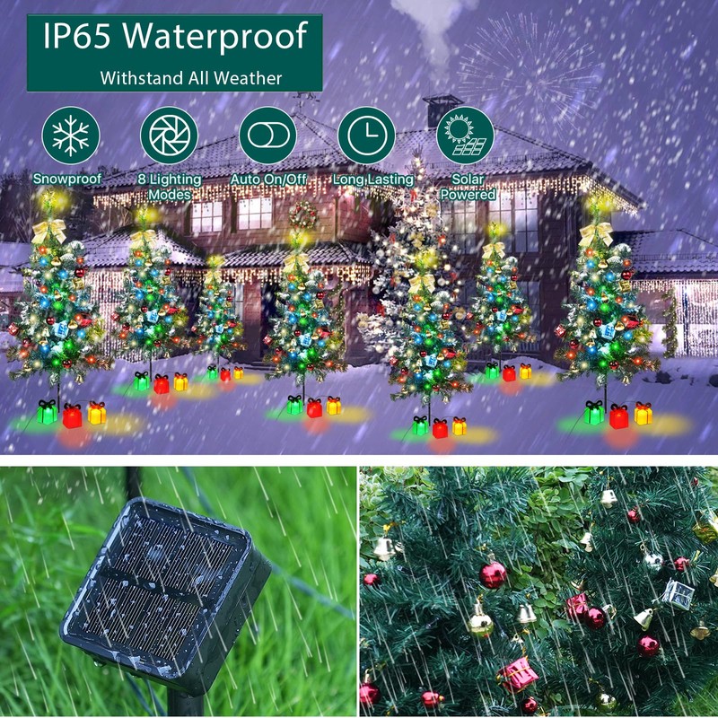 Aukora Solar Christmas Tree Lights Outside Decorations 31 in,8 Modes
