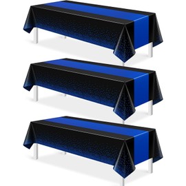 Korins Mantel Negro Azul Decoraciones para Fiestas, Mantel Rectangular de 3 Piezas, Manteles para Cumpleaños Graduación Fiesta de Jubilación