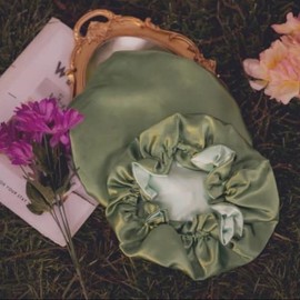 Adult Silk Bonnet -  Prevent Hair Breakage + Promote Growth for Women & Men - Color: Adult Emerald Bonnet