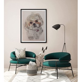 DIY 5D Diamond Painting Kits for Adults, Shih Tzu Dog Diamond Painting Cute Puppy Dog Art Full Drill Crystal Rhinestone Embroidery Crafts, Home Wall Decor 12"×16"