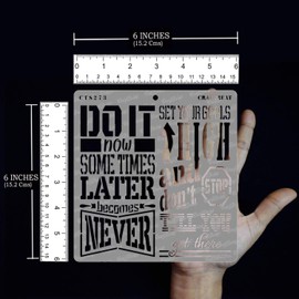 CrafTreat Reusable Quote Stencils for Painting on Wood, Canvas, Paper, Fabric, Floor, Wall and Tile - Goals -6x6 Inch - DIY Art and Craft Stencils with Quotes - Motivational Stencils