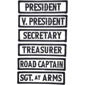 Officer Title Rank Vest Patches President VP MC Biker Club Patch Set (6pc-Iron On)