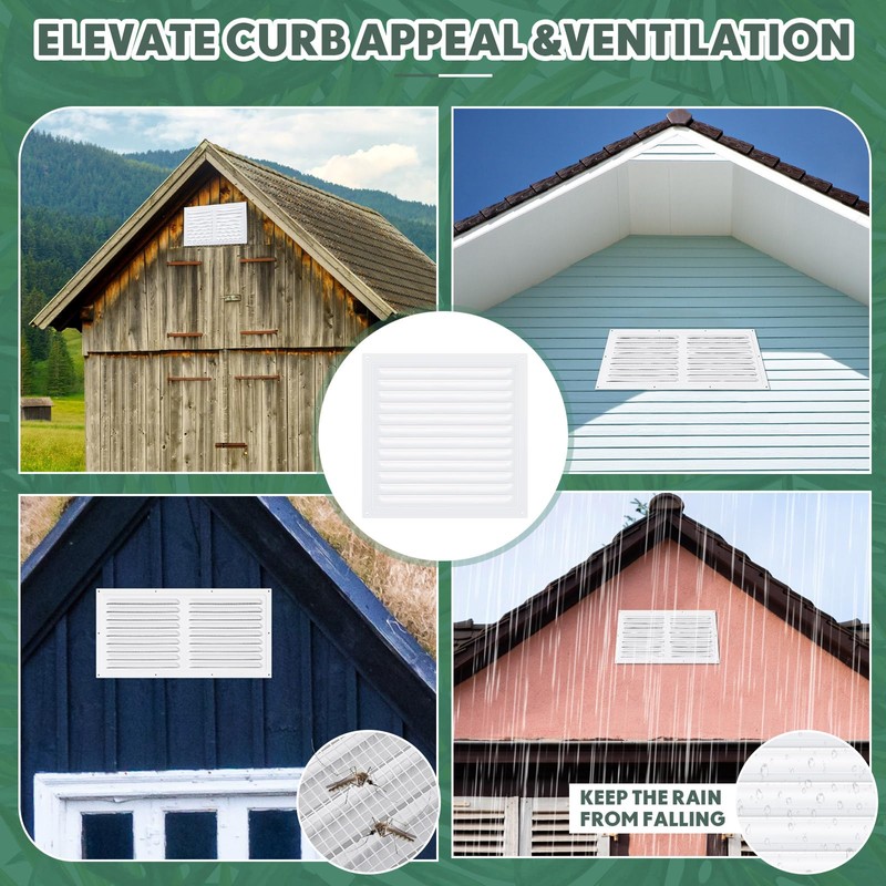 2 Pcs 14 x 6 Inch Aluminum Gable Vents Attic
