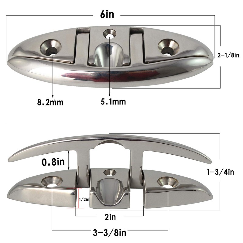 316 Stainless Steel Boat Folding Cleats Boat Dock Cleats 5/6/8.5