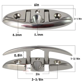 316 Stainless Steel Boat Folding Cleats Boat Dock Cleats 5/6/8.5 inch, Flip up Dock Cleat for Deck and Boat, Dock Cleats Folding Cleat Rope Cleat Boat Cleats with Fasteners (1,2,4,6 Pack)