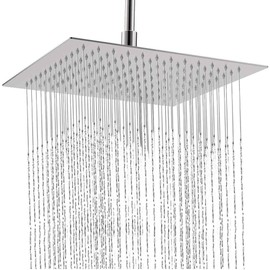 Millto Square Stainless Steel Shower Head Rain Shower 20 x 20 Built-in Shower Heads, Rain Shower Head, Large 8 Inch Shower Head, Shower Fittings, Square Shower Head, Chrome, Ultra Thin Shower Fitting,