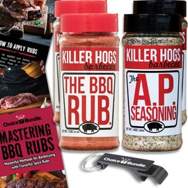 Killer Hogs AP All Purpose Seasoning & The BBQ Rub Premium Variety 4 Pk (50 oz) + Barbecue Masters & Bottle Opener (6 Items)!