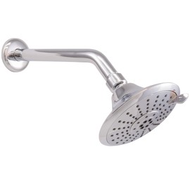 Westbrass CO562-26 5" Round Thin 5-Function Adjustable Spray Shower Head with 10" Wall Mount Shower Arm, Polished Chrome